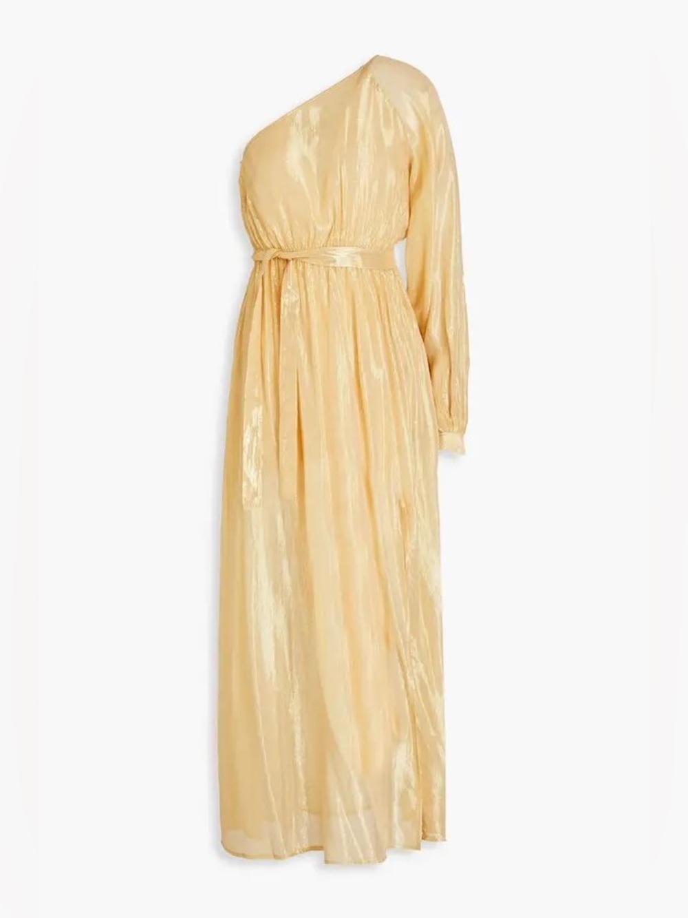 New! Sundress Doris  Belted One-Shoulder Shimmer Midi Dress in Gold 🌟 Small Tall - Picture 9 of 16